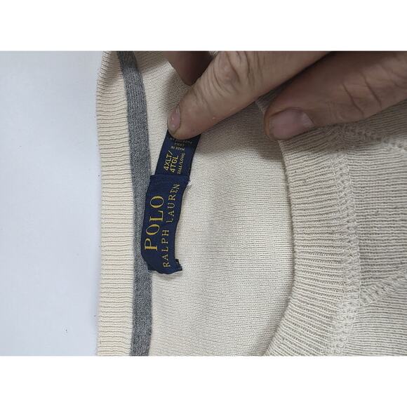 Vintage Style Polo Ralph Lauren White Crew Neck Sweater Men's Size 4XLT - Picture 4 of 7